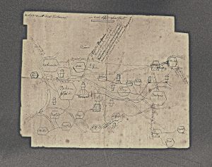 Kaart van Nepal door Samuel van de Putte, ca. 1730 (hs. 3531). 