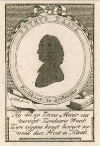 Petrus Haack (1747-1824), predikant o.a. te Noordgouwe (1769-1774), Sommelsdijk (1777-1782), silhouet, met een gedicht. Zeeuws Archief, Zeeuws Genootschap, Zelandia Illustrata, deel IV, nr 414