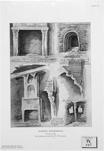 Zelandia Illustrata II-975. Reproductie naar tekeningen van F.J.M. Bourdrez. Uit Bouwkundig Tijdschrift, deel 19 (1901), pl. VIII-XI. Hoog 35 cm, breed 25 cm. In bruikleen bij het Zeeuws Archief.