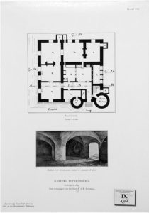 Zelandia Illustrata II-975. Reproductie naar tekeningen van F.J.M. Bourdrez. Uit Bouwkundig Tijdschrift, deel 19 (1901), pl. VIII-XI. Hoog 35 cm, breed 25 cm. In bruikleen bij het Zeeuws Archief.